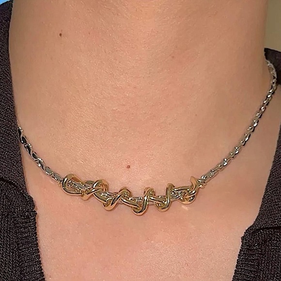 Twisted Two Tone Sterling Silver Necklace - Picture 3 of 5